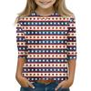 Print Tops For Youth Girls 3-10 Years Round Neck 3/4 Sleeves T-Shirts Trendy Tops Outfit Tees