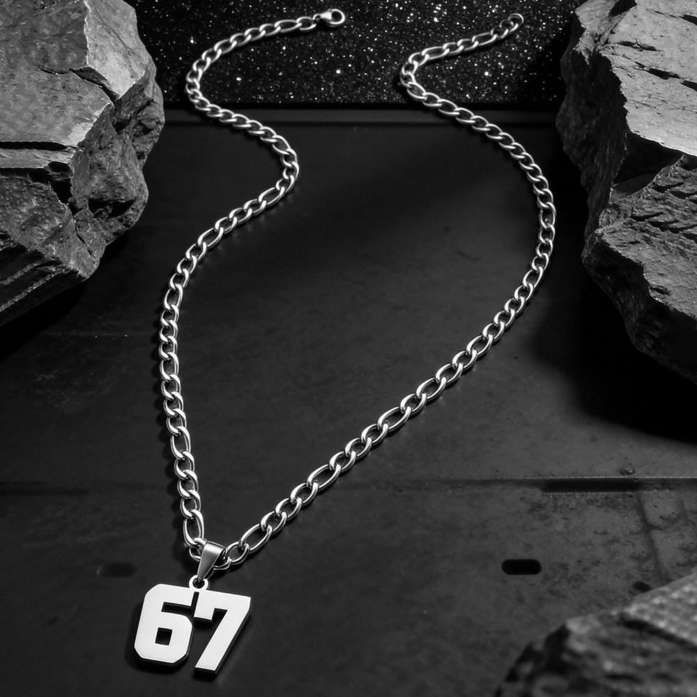 Tag Pendant 67 Necklace Letter Pendant Neck Chain Creative Punk Tag Necklace Jewelry Gift