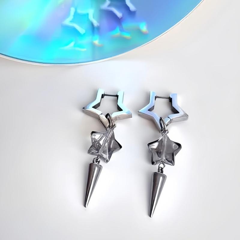 Trendy Asymmetrical Star Conical Earrings Comfortable Ear Rings Accessory Handmade Women Jewelry for Daily Wear