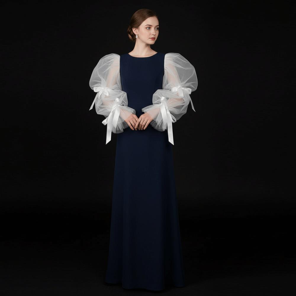 Gauze Ruffled White Arm Sleeves Fairy Sleeves Bowknot Bridal Evening Sleeves Detachable Puffy Bubble Sleeves Banquet