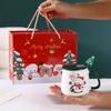 Santa Claus/Christmas Snowman/Christmas Deer ceramic coffee cup with lid & spoon Water mug gift box set Christmas holiday gift
