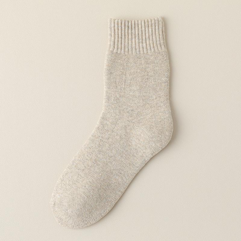 3/5/10 Pairs Women Thicken Warm Wool Socks Winter Boot Solid Color Fluffy Mid Tube Female Comfortable Home Sleep Soft Floor Sock