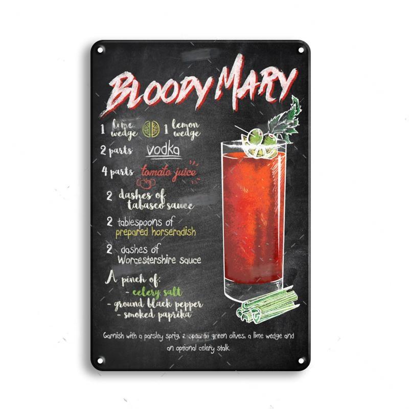 Vintage Metal Tin Sign Decorations Gin & Tonic Cocktail Plate Decorative Poster Plaque Bar Kitchen Home Wall Decor 8 X 12 Inch