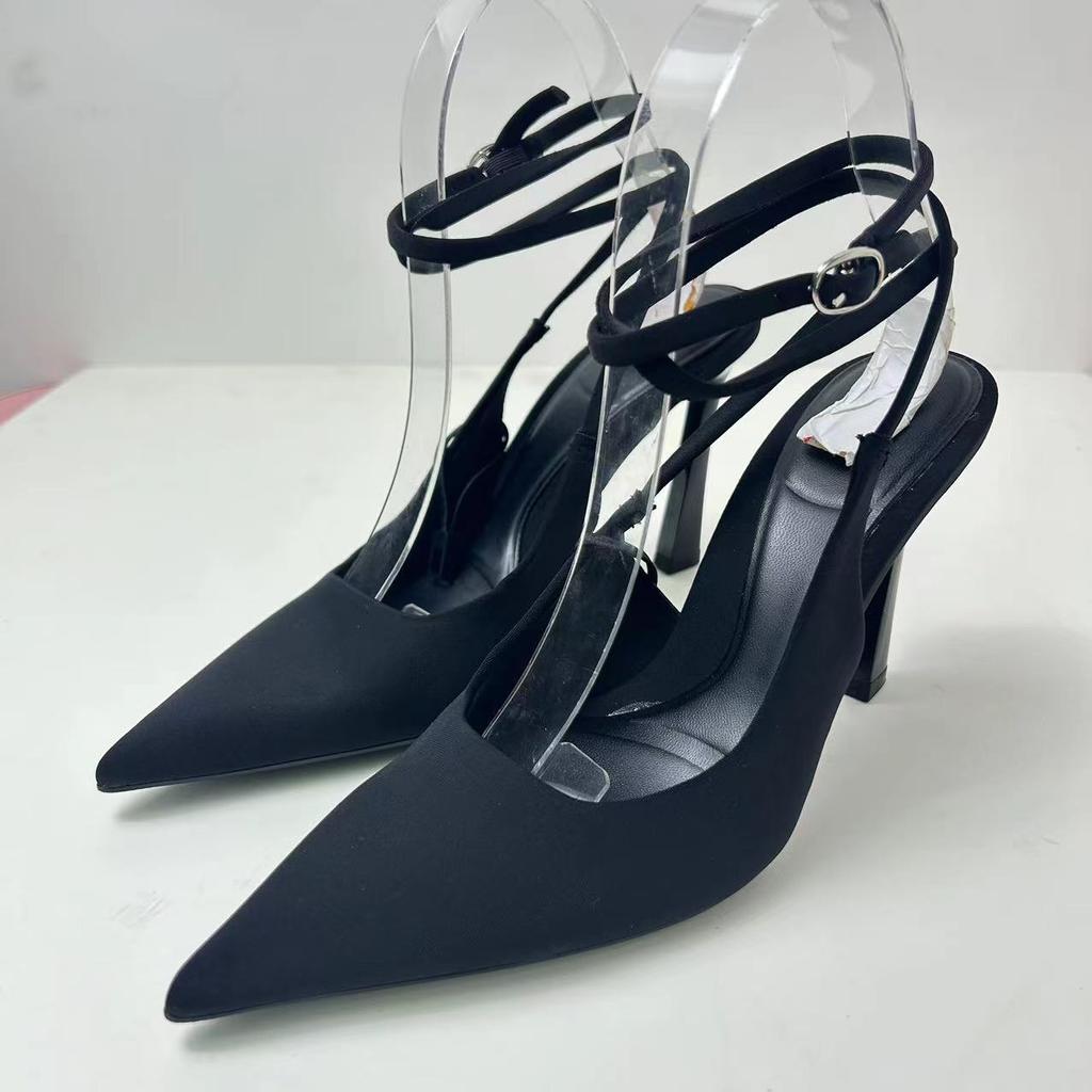 fashion Elegant Luxury Women Pumps 2024 Autumn Designer Sexy Ankle Strap Black Slingback Party Wedding Stilettos Pointed Ladies Shoes