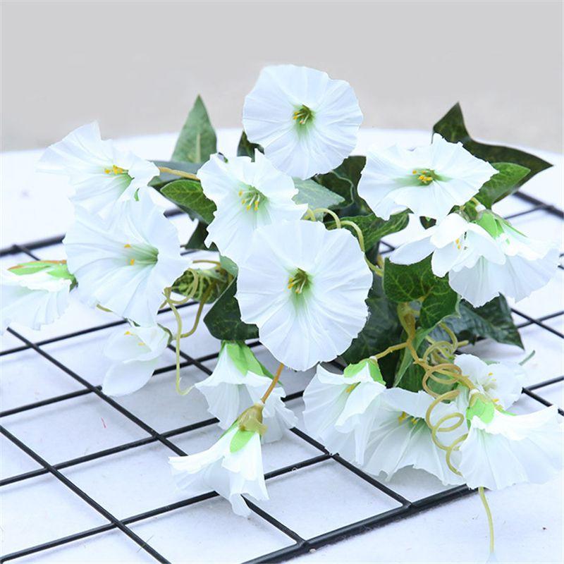 

Красивый 35см Искусственный Цветок Ипомеи Поддельная Шелковая Петуния с Семью Ветвями для Домашнего Декора белый