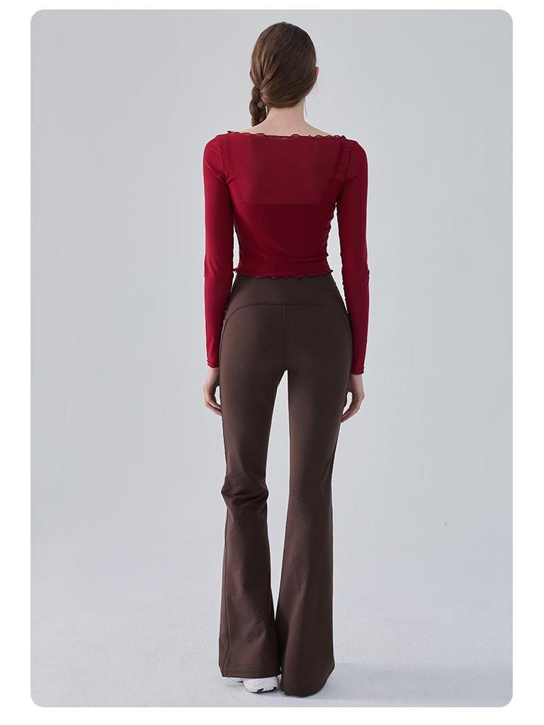 High Waist Micro Flare Yoga Pants with Peach Lift and Tummy Control