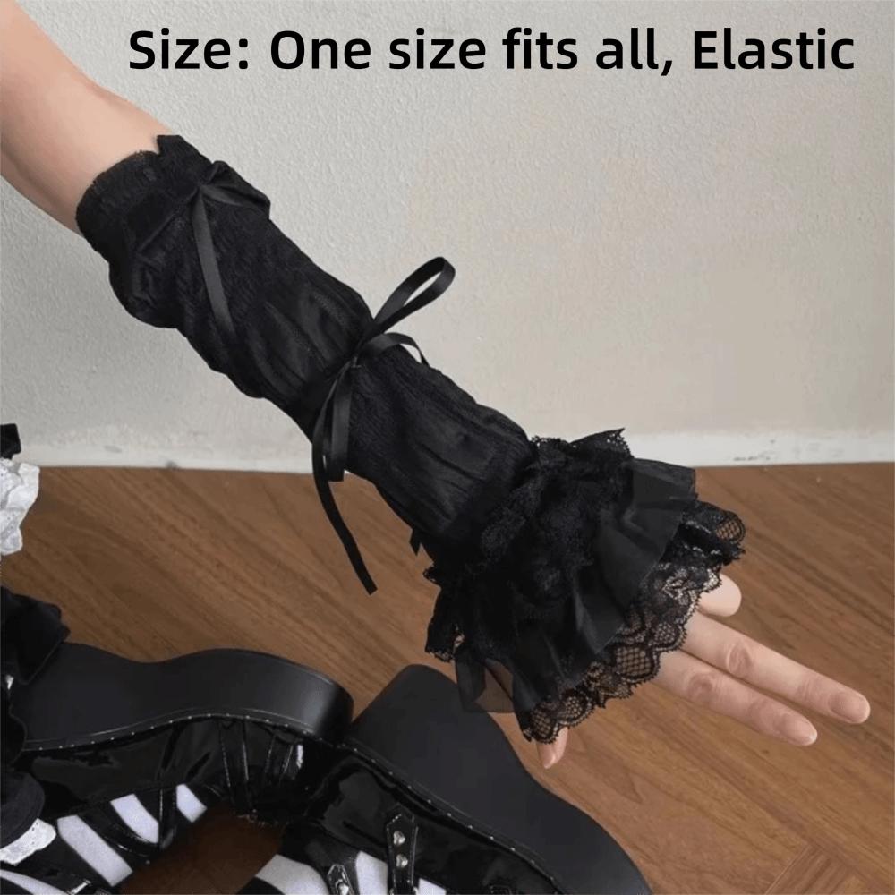 Thin Fabric Bowknot Arm Cuffs Bow Decorated Girls Arm Sleeves Cute Ballet Sleeve Covers Cosplay