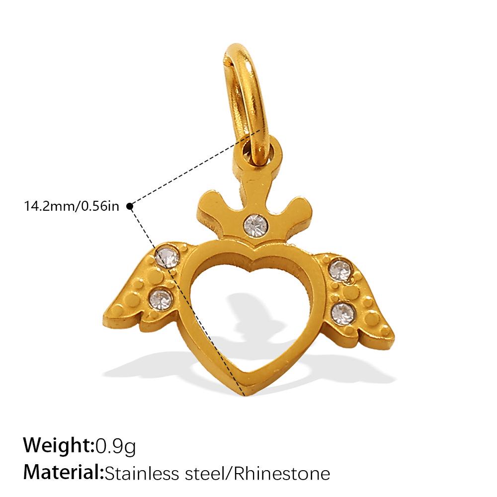 18K Gold-Plated Stainless Steel Moon Heart Diamond Pendant for DIY Jewelry