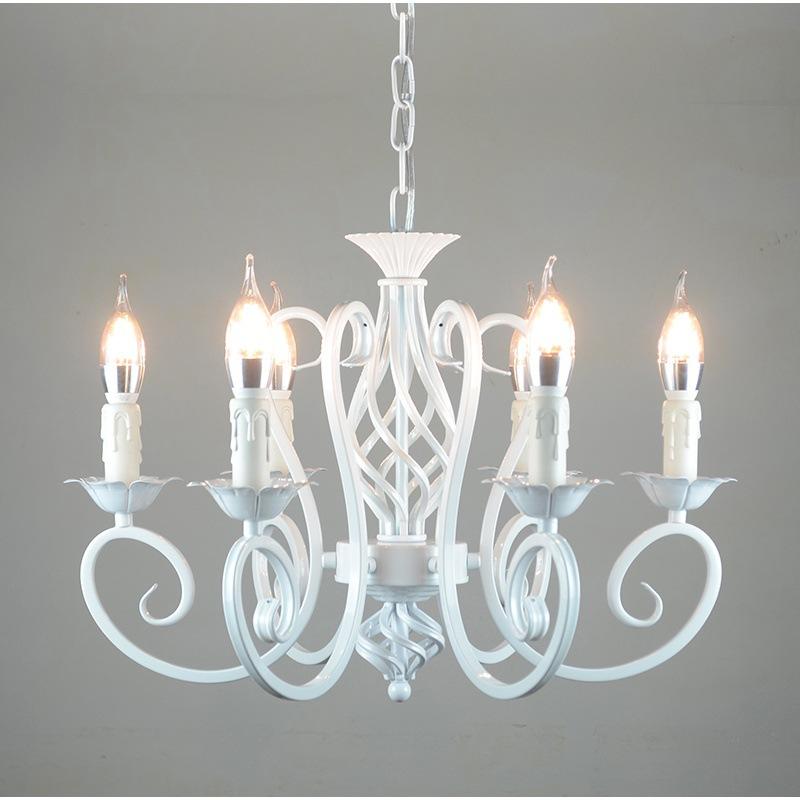 

Винтажная кованая люстра, свеча, подвесной светильник, светодиодный светильник для дома, современный светильник с люстрой 6 headlights белый