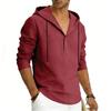 Men's Plus Size Linen Long Sleeve Hoodie, Casual Color Pullover