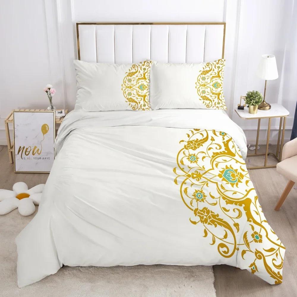 

3Pcs Luxury 3D Flower Bedding Set Duvet Cover And Pillowcases Single Size Quilt Cover Quality Printed Reactive Queen Single Leaf Duvet Cover Set&EU Twin(135x200cm)