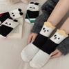 Autumn and Winter Coral Fleece Socks for Women's Home, Cute and Fluffy Panda Thickened Warm Sleep Socks, Floor Socks, Mid-calf Socks