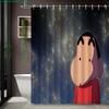 Crayon Shin-Chan & Friends Adventure On Rocks 2D Print Waterproof Shower Curtain, Blue Night Anime Bathroom Decor With Hooks