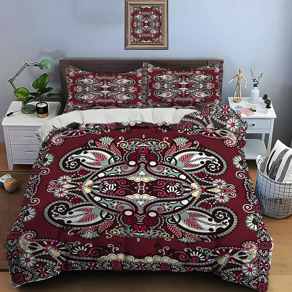 Vintage Floral Symmetric Pattern Design Print Bedding Set 1 Duvet Cover 2 Pillowcases for Adult Children Luxury Gift Full Size