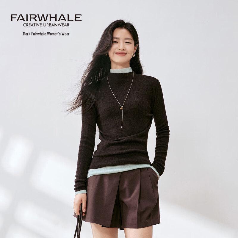 

Mark Fairwhale Women s Slim Fit Half-High Collar Wool Blend Knit Top One Size (fits 40-60kg)