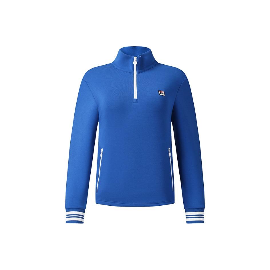 Fila Tennis Fashion Minimalist Sports Casual Tennis Style Versatile Comfortable Loose Half-Zip Knitted Pullover Sweatshirt A11W543223FRB