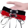 Wide Velvet Choker, Hollow Alloy Pendant Soft Velvet Streetwear Neck Collar