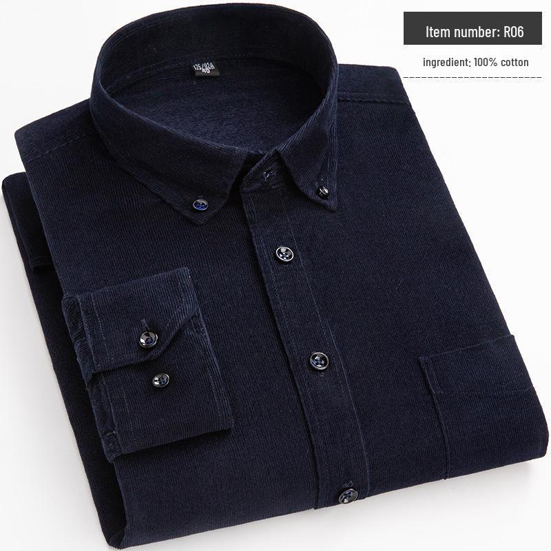 

Мужская модная вельветовая хлопковая рубашка с длинным рукавом - однотонная, универсальная одежда для осени и весны Size 42