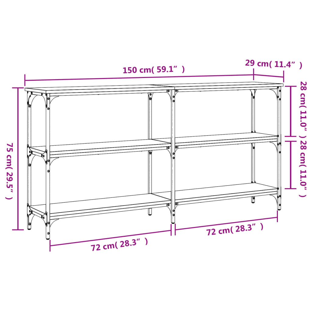 Console Table Sonoma Oak 150x29x75 cm Engineered Wood