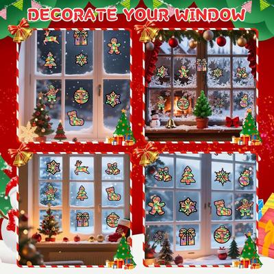 Christmas Paper Cutouts 12 Pieces Snowflake Santa Claus Reindeer Bell Craft Kits Christmas Paper Decor For Wall Window School