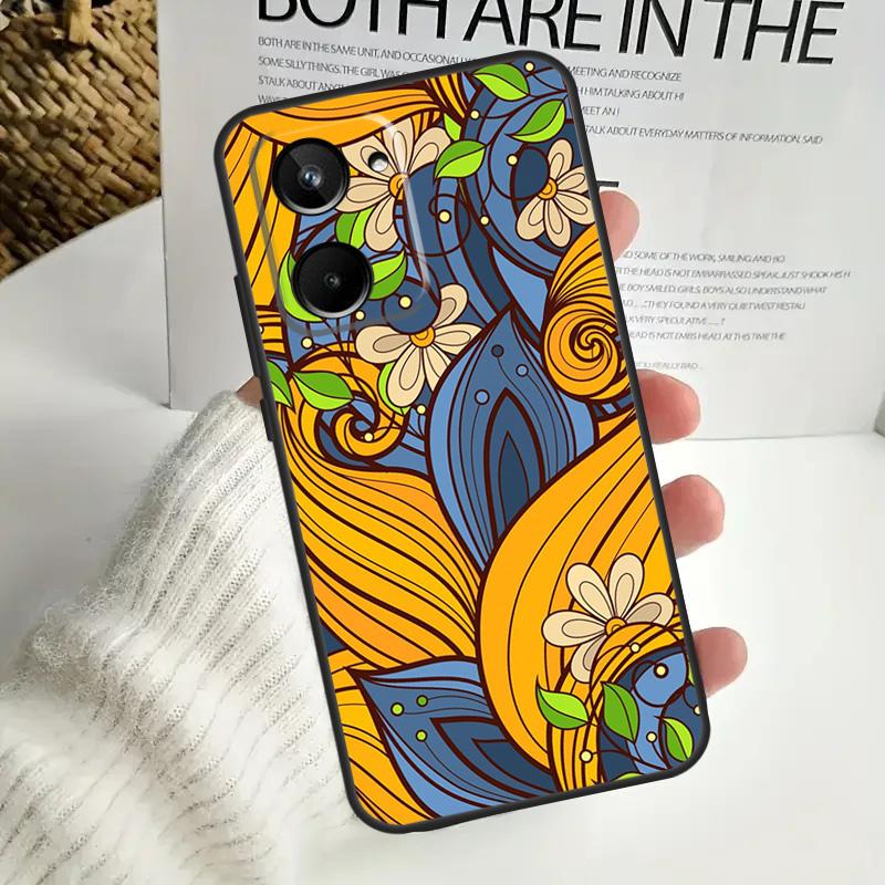 Khokhloma Russian Pattern Flower For Realme GT Neo 5 GT5 9 10 11 12 Pro Plus C30 C31 C33 C35 C25s C21Y C51 C55 C67 C53 Case