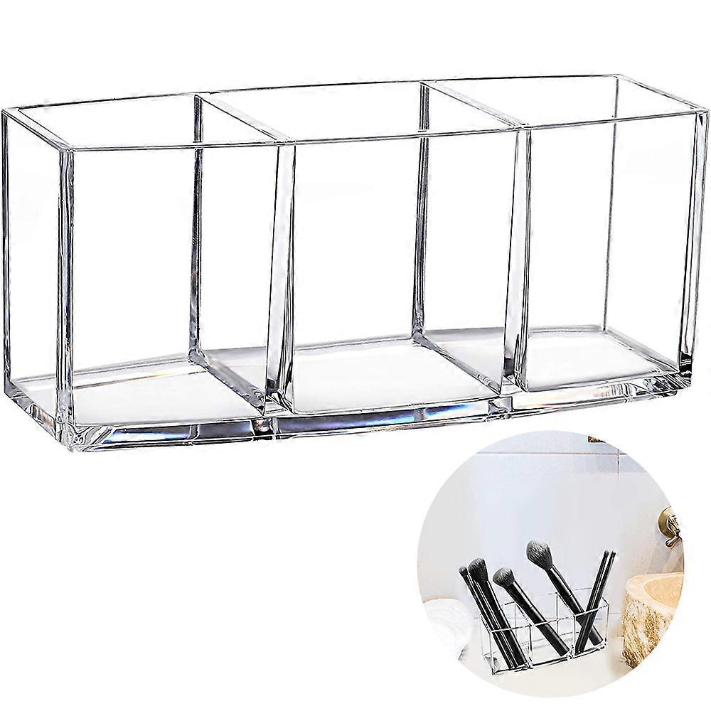 3-Fächer Acryl Make-up-Pinselhalter Organizer, Make-up-Pinselhalter Becher, Make-up-Pinsel Etui zur Aufbewahrung & Sortierung, Klar