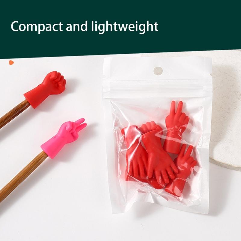 6Pcs Knitting Needle Point Protectors Hand Shape Knitting Needle Stoppers Slip Resistant Crochet Hook Tip Covers