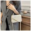 Simple Woven Plaid Texture Diagonal Buckle Women Small Square Bag Casual For