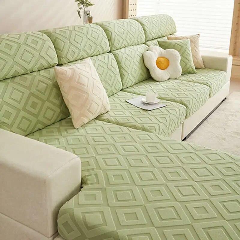 Jacquard-Sofabezüge aus elastischem Polarfleece, 1/2/3/4-Sitzer, L-förmiger Eckcouch-Schonbezug, Schnittsofa-Matratze