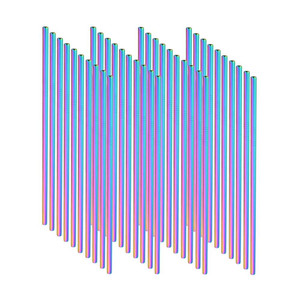 6*215mm 40Pcs Eco-friendly Reusable Metal Straws Set 304 Stainless Steel Drinking Straw Cocktail Party Favor Bar Accessory