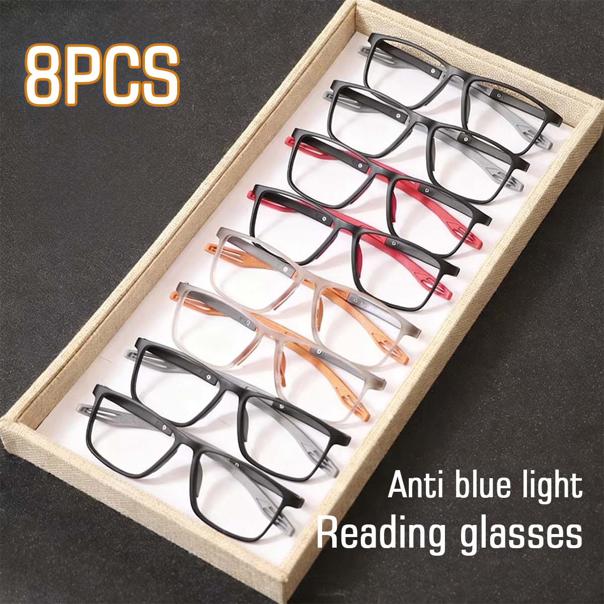 

8PCS Value Pack of Reading Glasses Fashionable Reading Glasses for Men and Women Magnifying Glasses +150