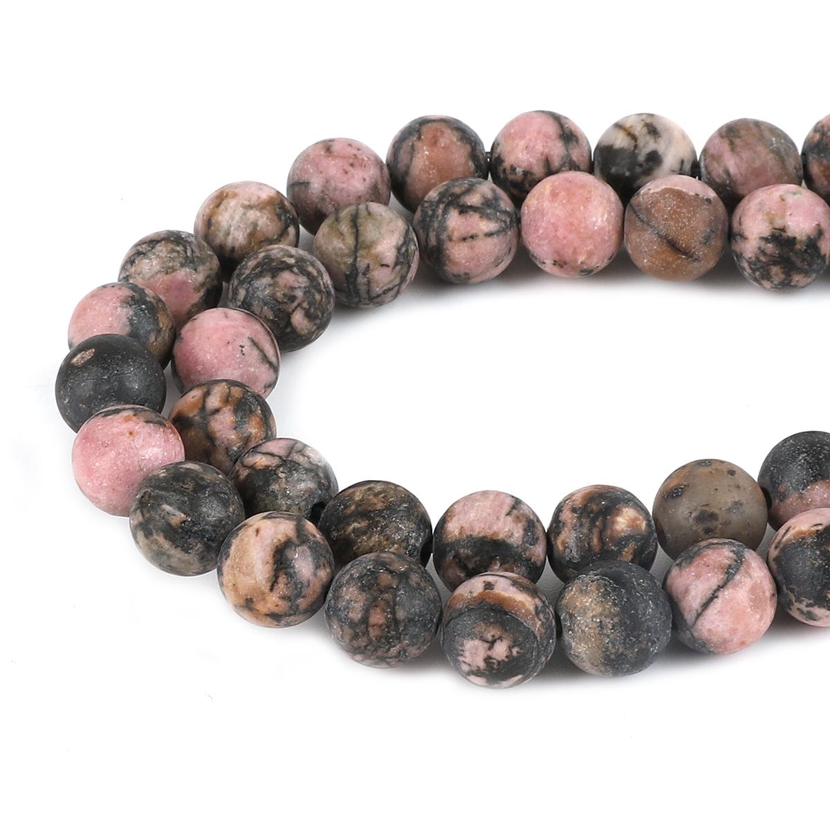 

Натуральный камень бусины круглые бусины для изготовления ювелирных изделий DIY браслет ожерелье ножной браслет 8mm 48pcs розовый/чёрный