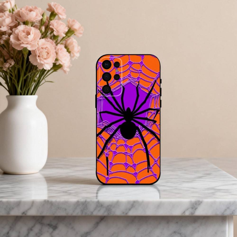 S-Spider W-web P-pattern Phone Case For Samsung S25,S24,S21,S22,S23,S30,Ultra,S20,Plus,Others Soft Black Cover