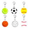 Pack of 6 Acrylic Sports Ball Keychains Portable Designs for Commute Sports Enthusiasts and Safe Daily Use