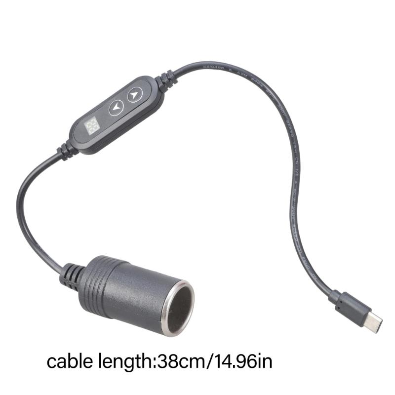 Adjustable Voltages USB C To 5V9V12V15V24V Car Power Adapter Cable With Digital Screen For Home Outdoor Car Devices