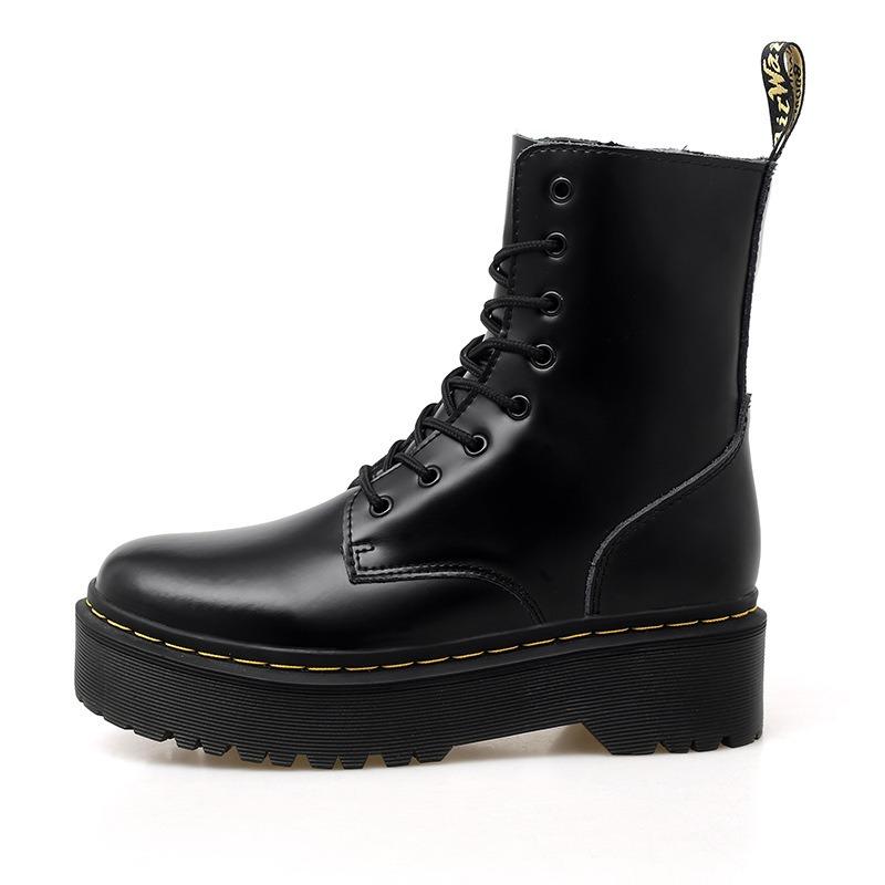 Hole Thick Sole Heightened Casual Couple High-top Men's Large-size Leather, Large-size Women's Shoes