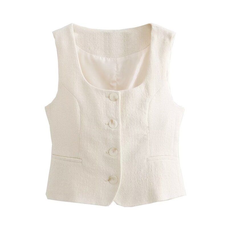 

Western Style Autumn New Fashion Women clothes Slimming Versatile Rove Square Collar Vest High Waist Trousers 80612311 Top L