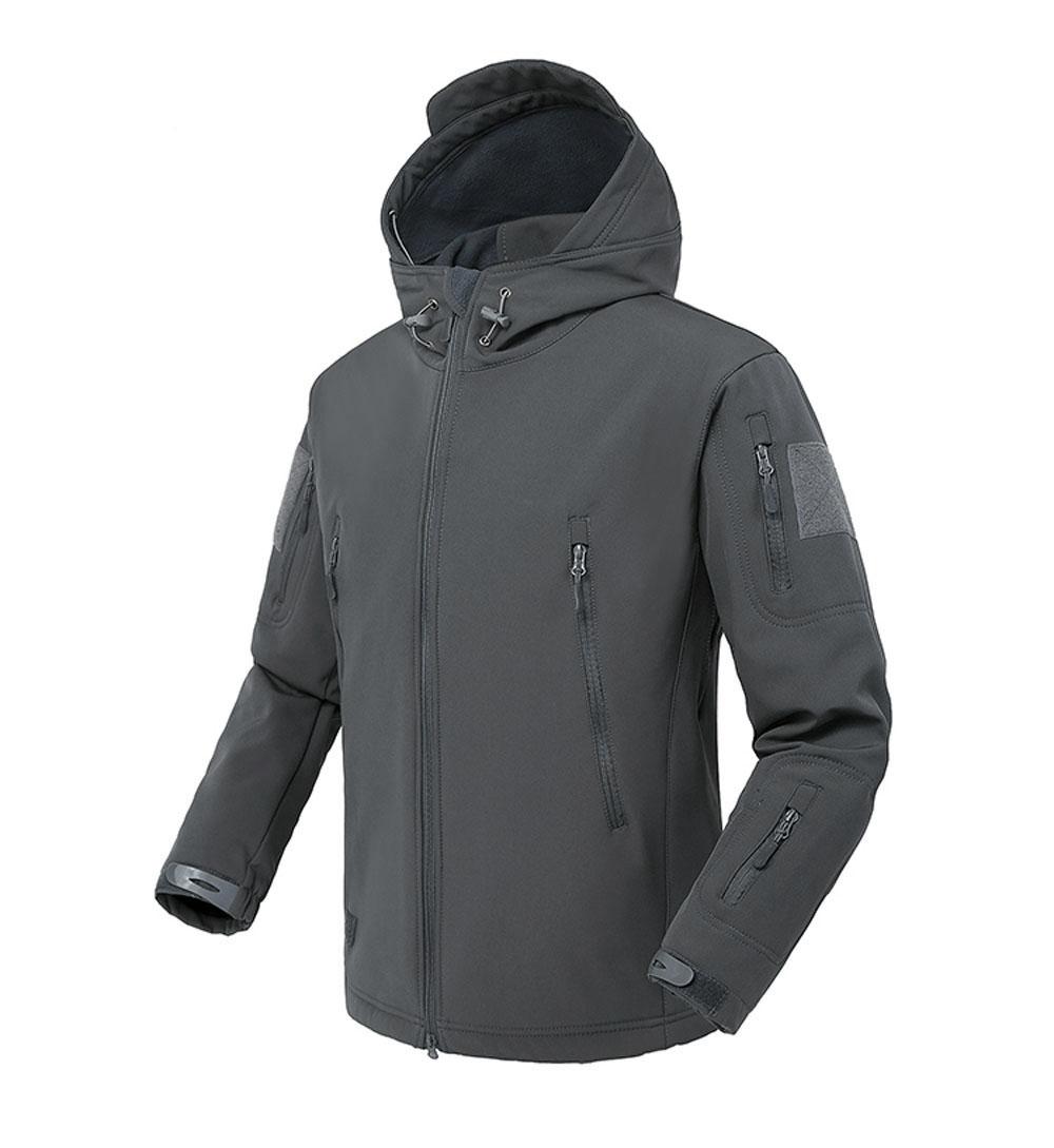 

Військові куртки Shark Skin Soft Shell Чоловічі тактичні вітрозахисні водонепроникні куртки Чоловічі армійські бойові куртки Чоловічі бомбери з капюшоном XXXL сірий