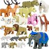African Zoo Animals Building Blocks Colorful Elephant Camel Deer Tiger Battle Saddlebag Giraffe Horse Wolf Kids Toys Gifts K060