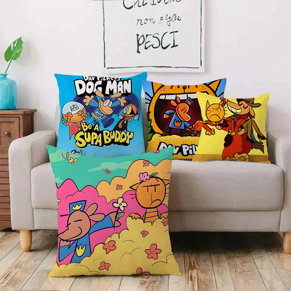 Anime For D-Detective Dog Pillow Covers Cartoon Sofa Decorative Home Double-sided Printing Short Plush Cute Cushion Cover