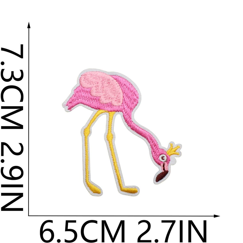 Flamingo Big Bird Embroidery Cloth Sticker Bag Decoration Cartoon Flamingo Patch Sticker Computer Embroidery Label Pink Love Bird