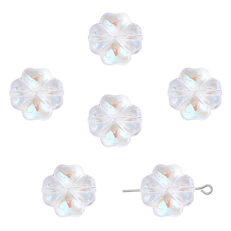

20шт стеклянные четырехлистные цветочные бусины для изготовления ювелирных изделий из браслета и ожерелья своими руками 10x10mm чистый