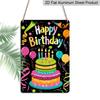 2D Flat Decorative 8×12 Inch Aluminum Plaque Metal Sign | Happy Birthday Colorful Cake & Balloon Design; Ideal for Birthday Party & Home Wall Decor