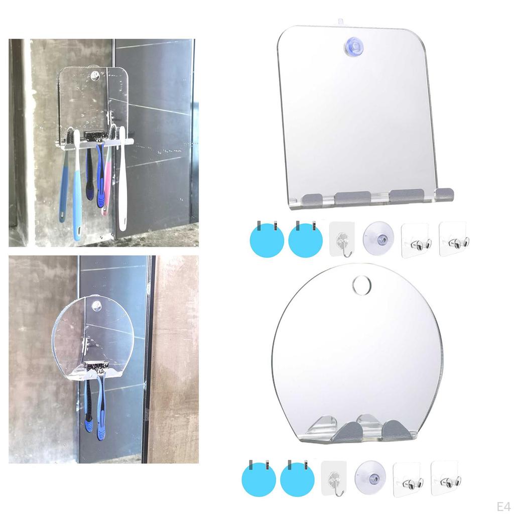 Portable Shower Shaving Makeup Mirror, with Suction Cup Wall Hanging, Travel Bathroom Anti Fog