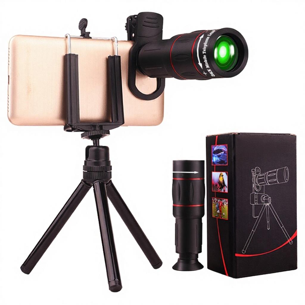 Durafoto HD 18X Telephoto Lens Kit Universal Clip-on Phone Lens with Lens Hood & Aluminum Tripod for Smartphone Photography