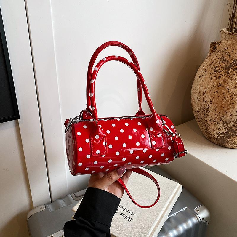 Niche Design Bag Women's New Summer Shoulder Messenger Bag Polka Dot Portable Cylinder Bag