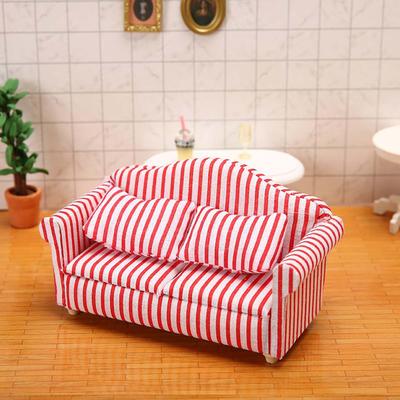 1:12 Cute Double Sofa Dollhouse Decoration Miniature Accessories Mini Simulation Sofas Furniture Home Decor