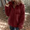 Women's Solid Color Plush Zipper Long Sleeved Pocket Jacket