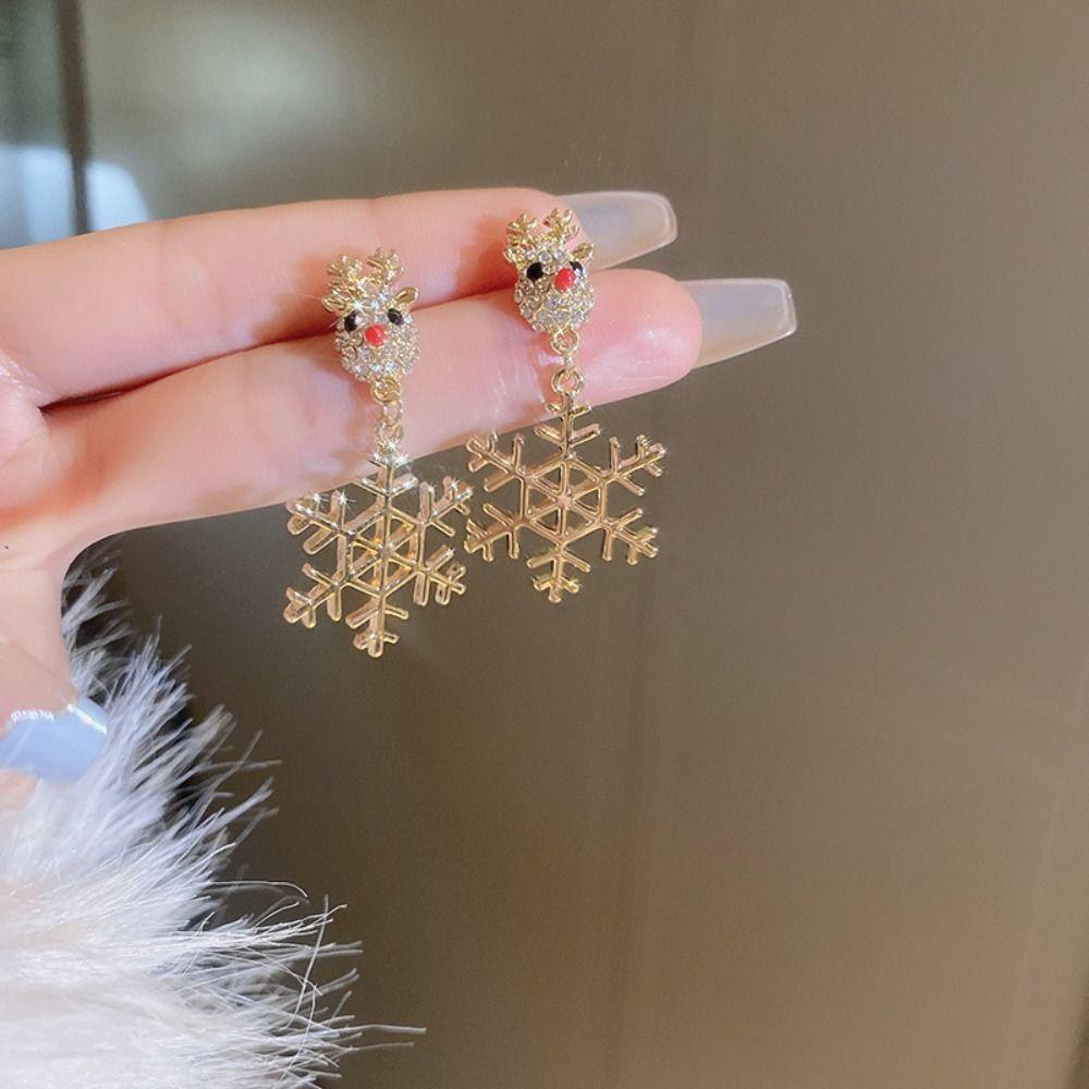 Star Rhinestone Pendant Crystal Christmas Tree Earring Studs Elk Xmas Earrings Studs  Accessories