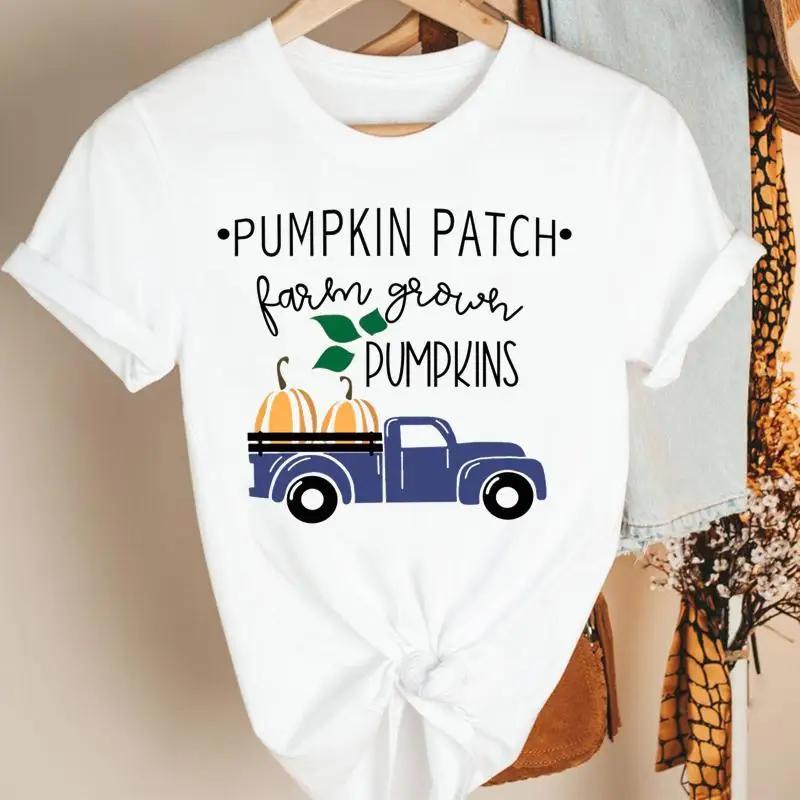 Fashion Womens Pumpkin Spice Coffee Thanksgiving Halloween Casual Crew Neck Short Sleeve Tshirt Women T Shirt